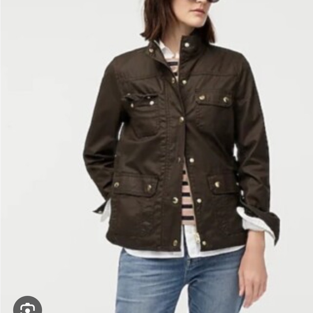 J.Crew Barn Jacket Waxed Cotton Field Jacket Chore Coat in Mossy Green Sz Small
